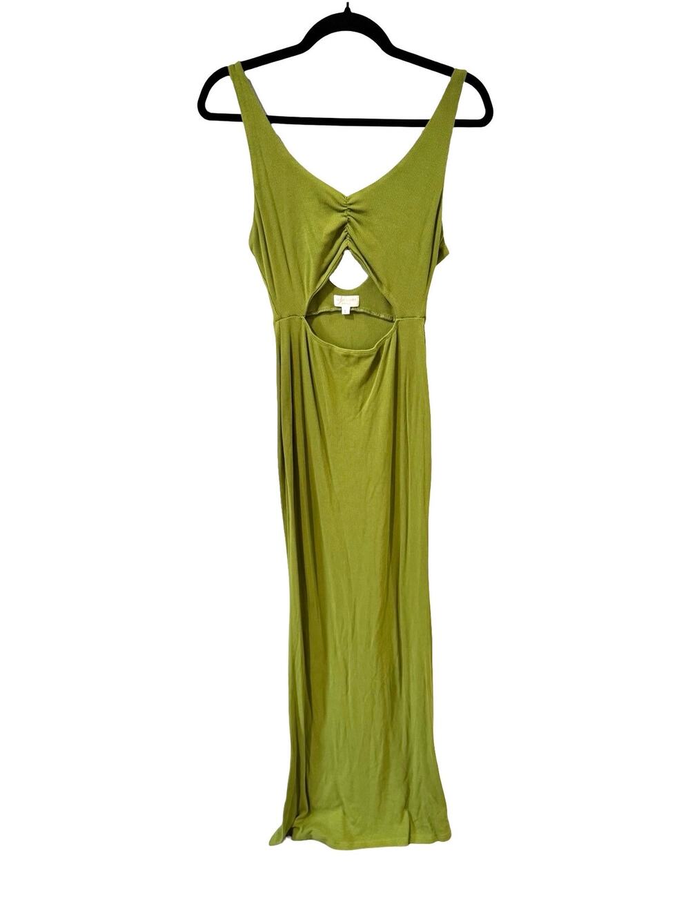 Riot Swim Lounge Reily Green Moss Ribbed Cut Out Maxi Dress Size L